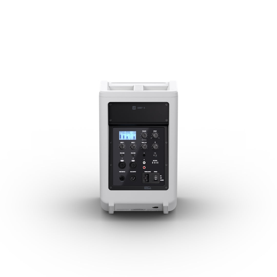 LD Systems ANNY® 8 W - Transportabel batteridrevet Bluetooth® PA-høyttaler med mikser, ren hvit
