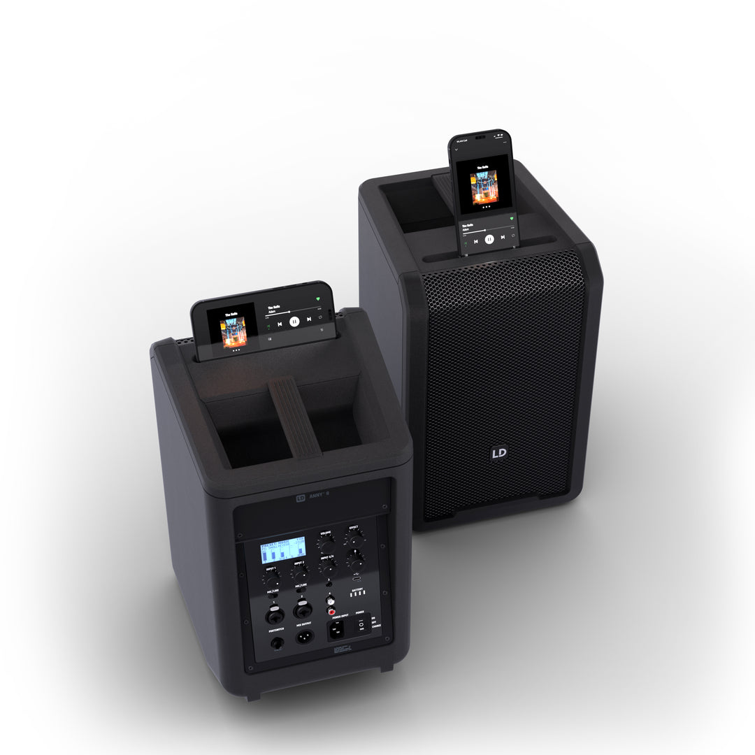 LD Systems ANNY® 8 - Bærbar, batteridrevet Bluetooth® PA-høyttaler med mixer, Stage Black