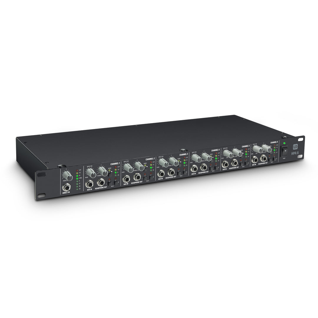 LD Systems HPA 6 - 19" 6-kanals hodetelefonforsterker
