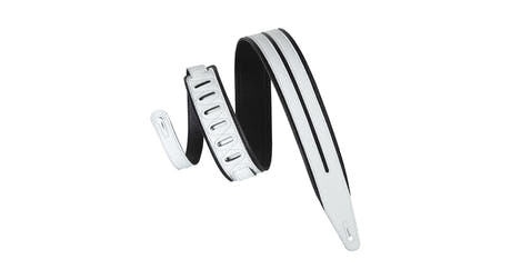 Levys MG317DRS gitarrem 2 1/2", svart med hvite racingstriper
