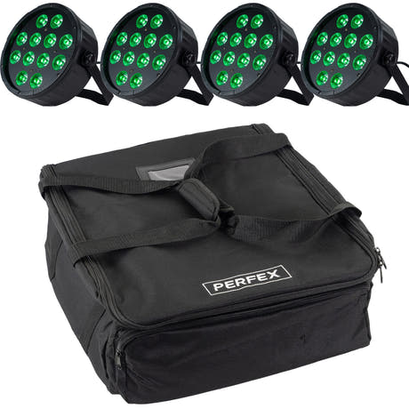 Marconi Polaris 12x12W RGBW Parlampe 4 stk. Bundle med veske
