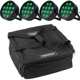 Marconi Polaris 12x12W RGBW Parlampe 4 stk. Bundle med veske