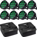 Marconi Polaris 12x12W RGBW PAR-lampe 8 stk. pakke med veske