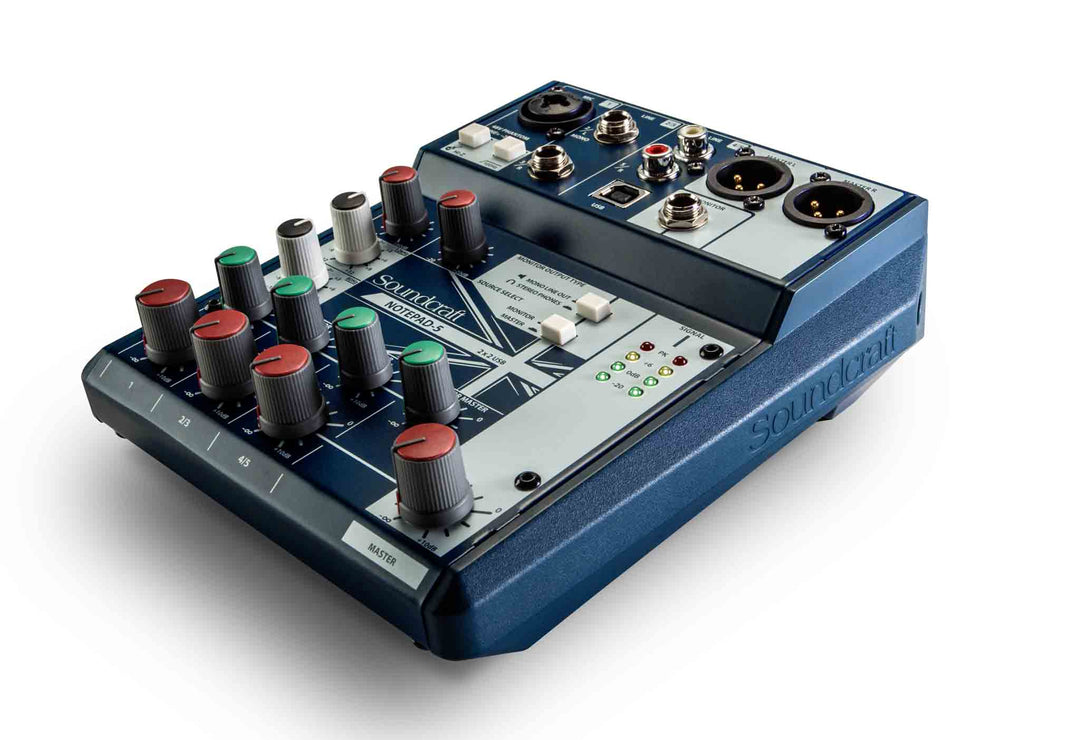 Soundcraft Notepad 5-kanals skrivebordsmikser med USB