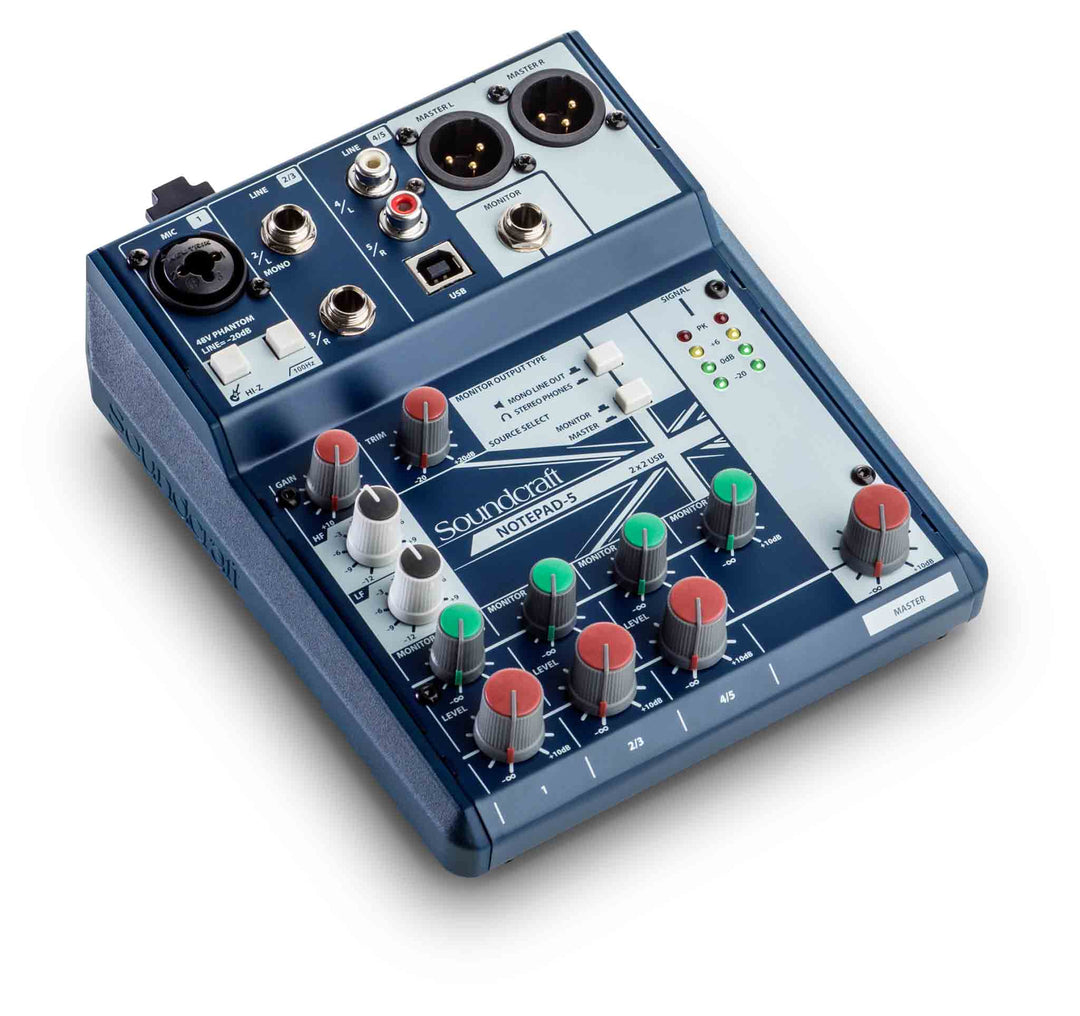 Soundcraft Notepad 5-kanals skrivebordsmikser med USB