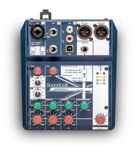 Soundcraft Notepad 5-kanals skrivebordsmikser med USB