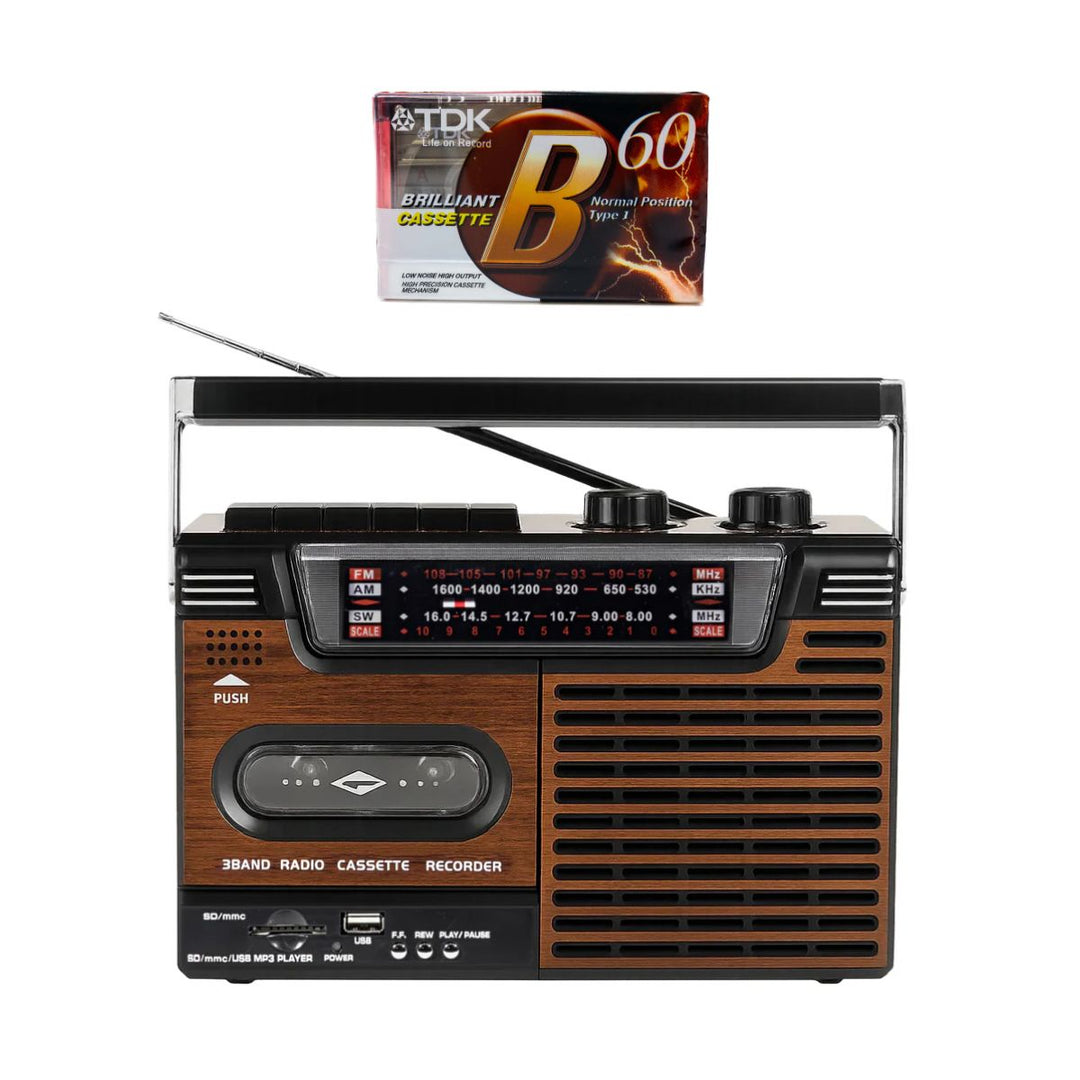 Studio 57 Kassettspiller med FM og Bluetooth, Brun + Kassettbånd