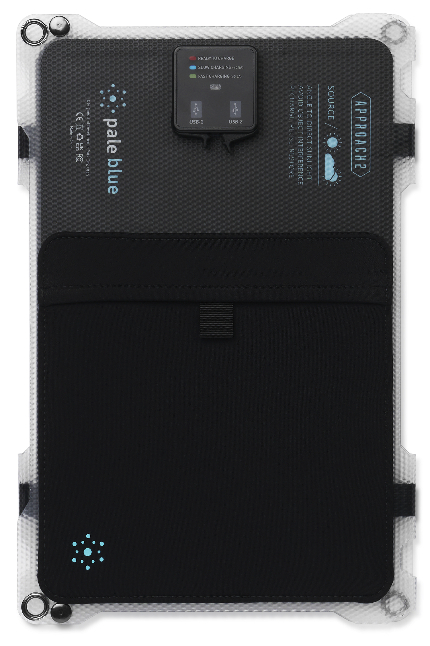 Pale Blue Approach 2 Solar Panel 21W Triple, w/bungee & storage case