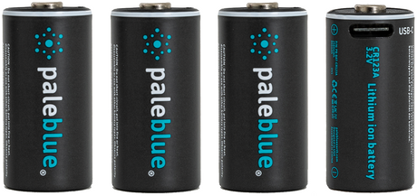 Pale Blue CR123 oppladbare batterier 4-Pack