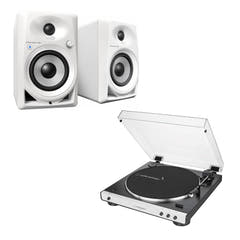 Audio-Technica AT-LP60XBT-WH + Pioneer DM-40BT-W Bluetooth høyttalere 