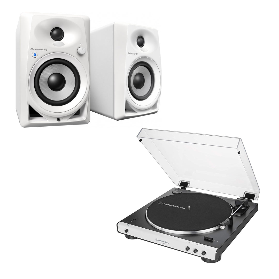 Audio-Technica AT-LP60XBT-WH + Pioneer DM-40BT-W Bluetooth høyttalere 