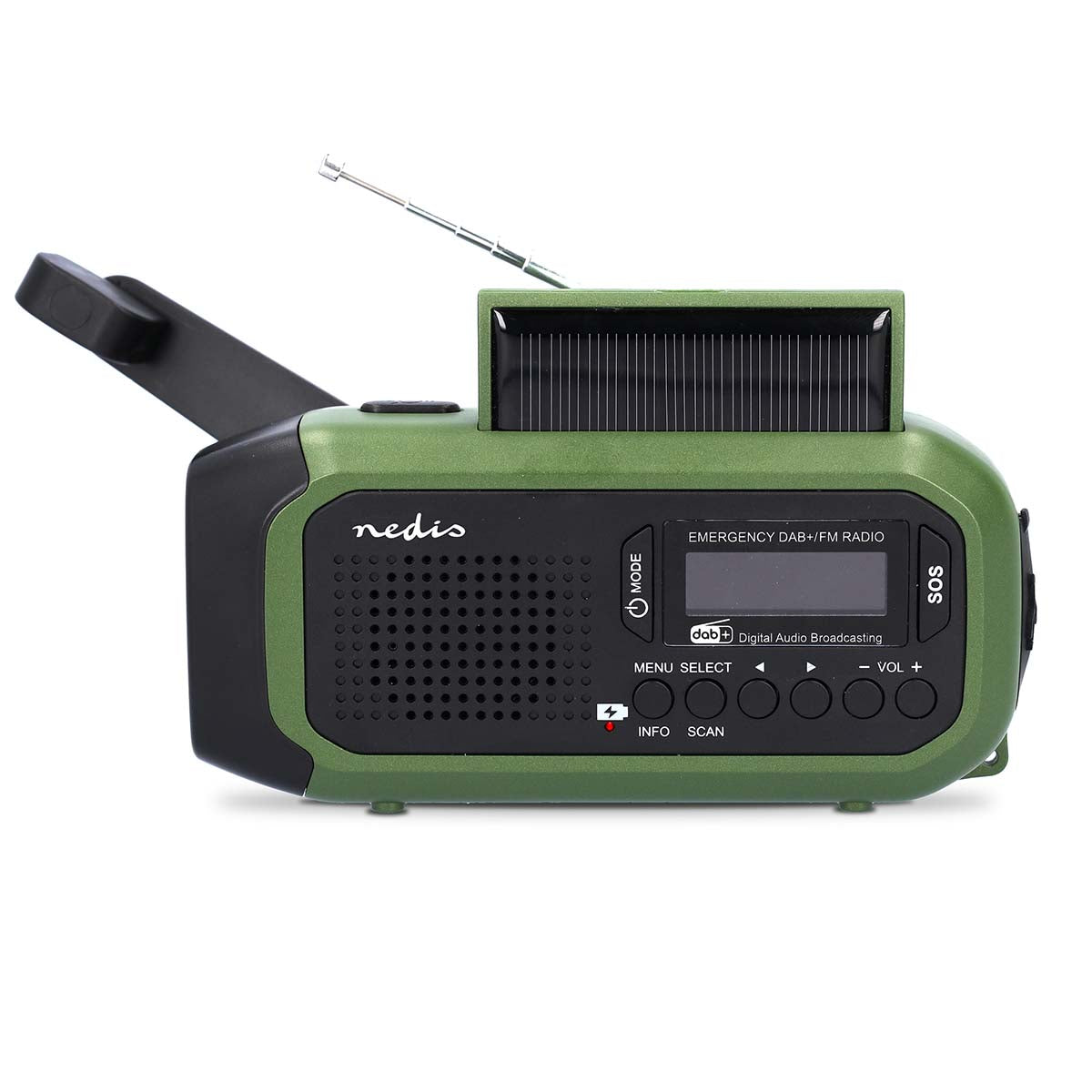 Bærbar nødradio med håndsveiv