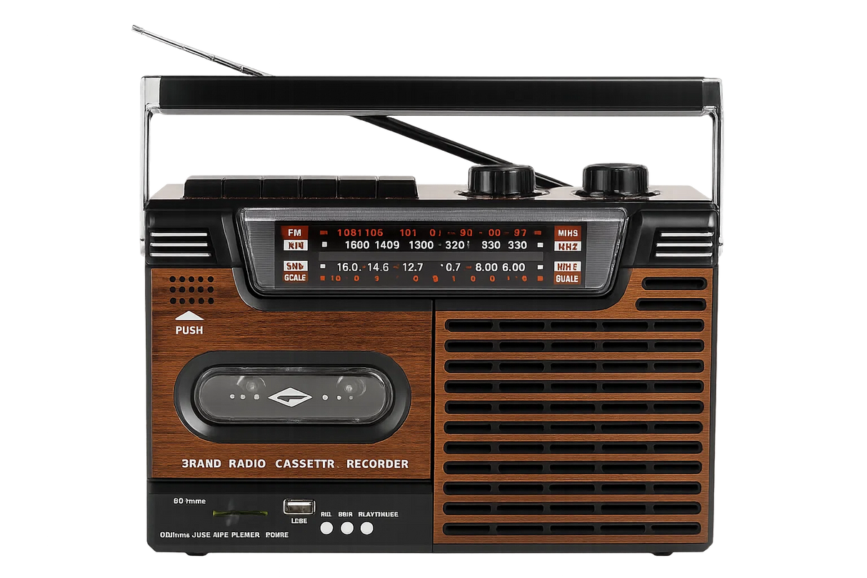 Studio 57 Kassettspiller m. FM & Bluetooth, Brun + Kassettbånd