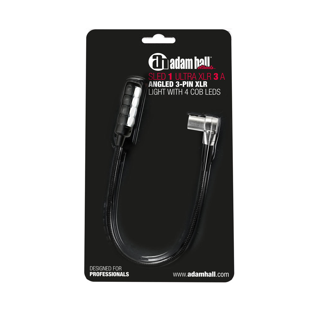 Adam Hall Stands SLED 1 ULTRA XLR 3 A - Vinklet 3-polet XLR-svanehalslampe med 4 COB-LED'er