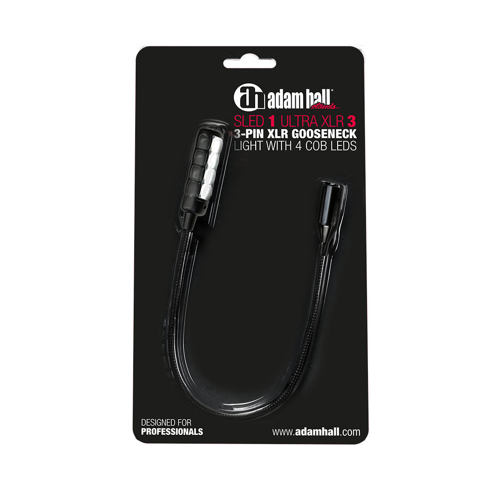 Adam Hall Stands SLED 1 ULTRA XLR 3 - 3-polet XLR-svanehalslampe med 4 COB-LED'er