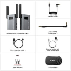 Synco trådløst mikrofonsett 1 TX / 1 RX UHF 525 MHz-539.7 MHz