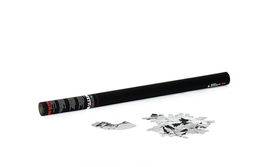 Konfetti rør håndholdt (sølv, 80 cm)