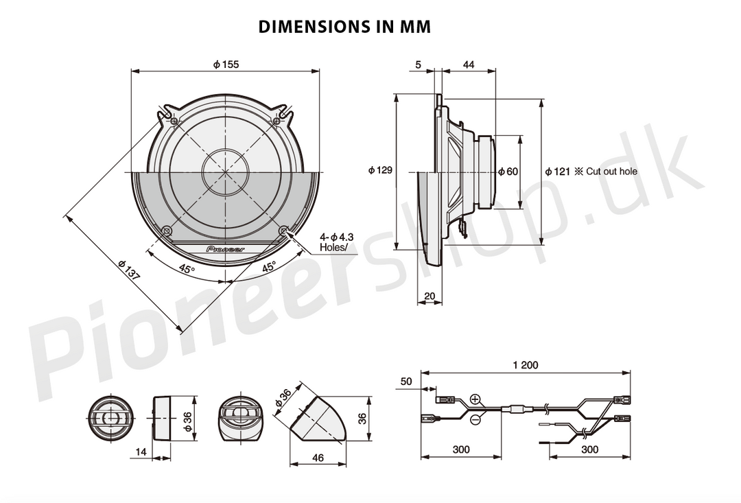 Pioneer TS-G130C bilhøyttalersystem (13 cm, 5,25")