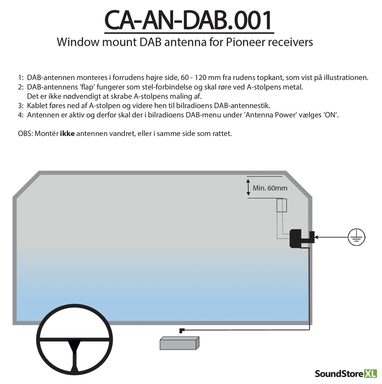 Pioneer DAB+ Frontruteantenne CA-AN-DAB.001