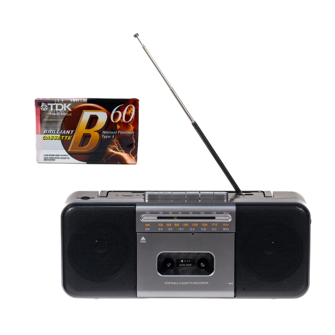 Studio 57 - Kassettspiller m. FM & Bluetooth, Grå + Kassettbånd