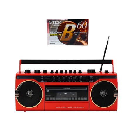 Studio 57 - Kassettspiller m. FM & Bluetooth, Rød + Kassettbånd