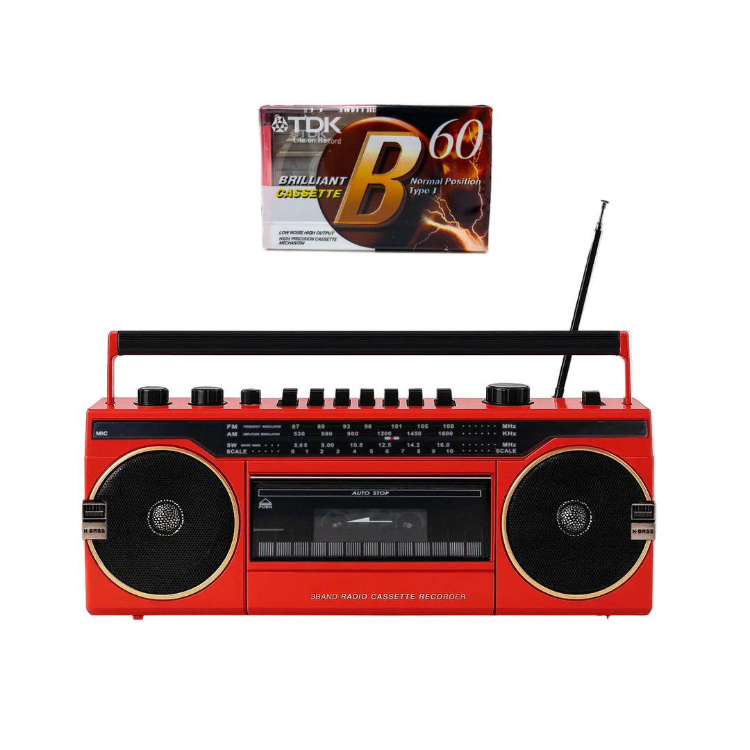 Studio 57 - Kassettspiller m. FM & Bluetooth, Rød + Kassettbånd