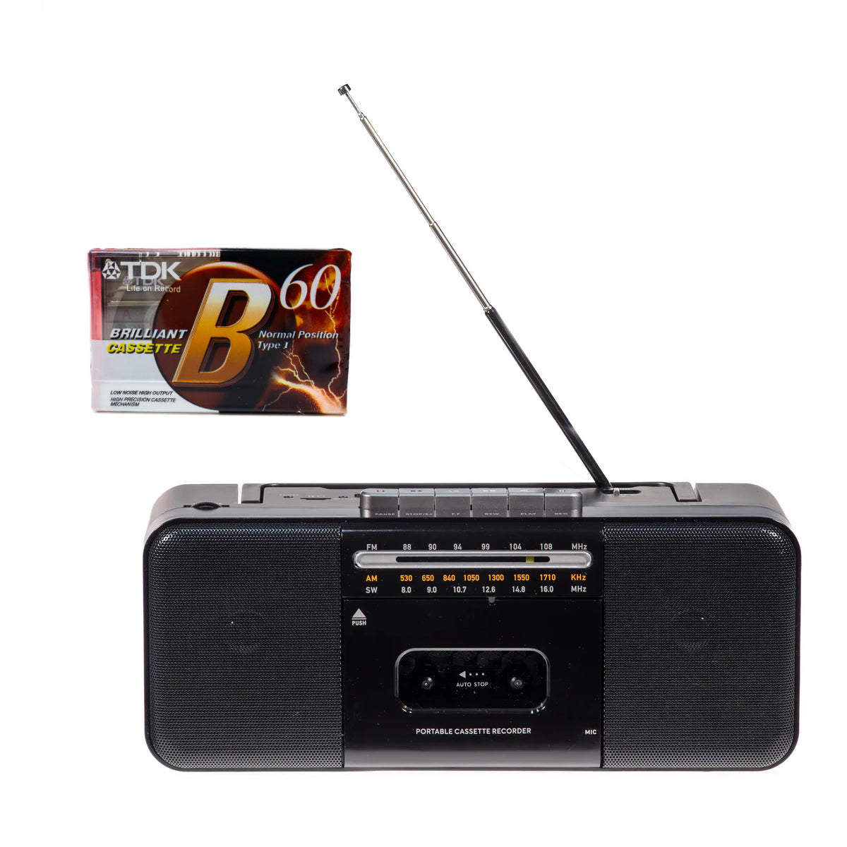 Studio 57 - Kassettspiller m. FM & Bluetooth, Sort + Kassettbånd