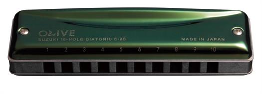 Suzuki Olive C-20 diatonisk munnspill.  Tone:  Db