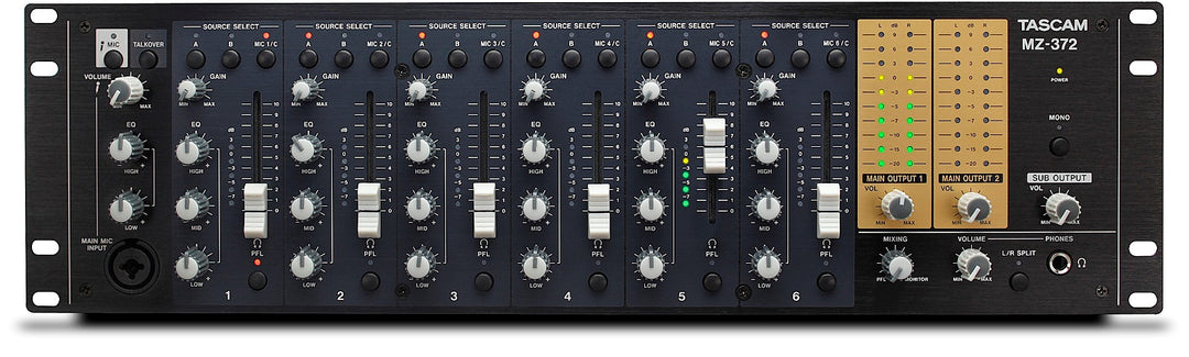Tascam MZ-372 installasjonsmikser 2 soner 7 mic/line input