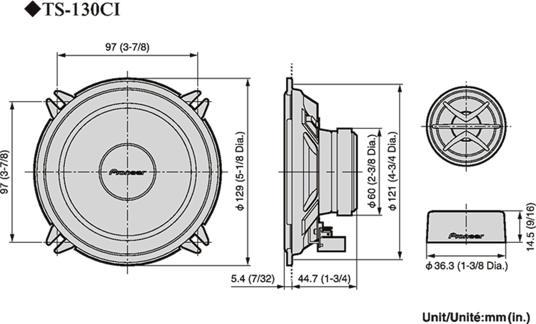 Pioneer TS-130Ci bilhøyttaler (13 cm, 5,25")