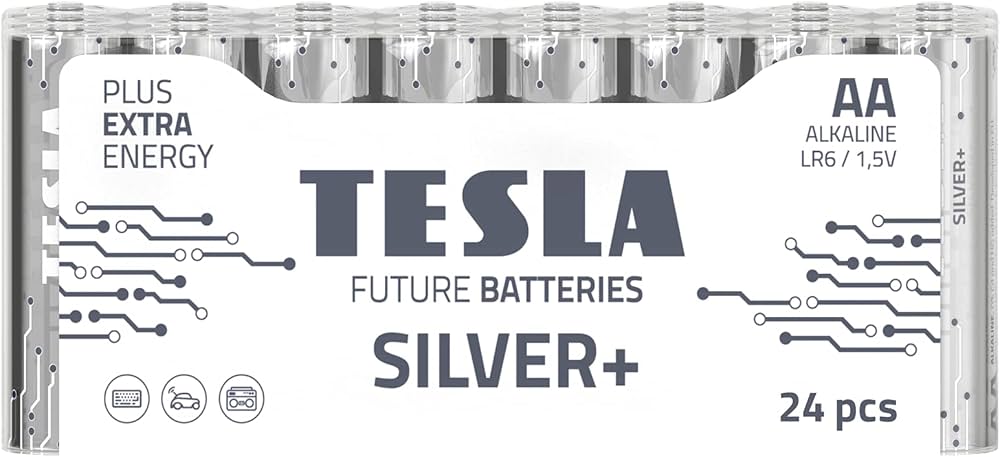 Tesla Silver+ AA Alkaline Batterier (24 stk)
