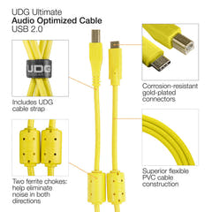 UDG Ultimate Audio-kabel USB 2.0 C-B Gul Rett 1,5m