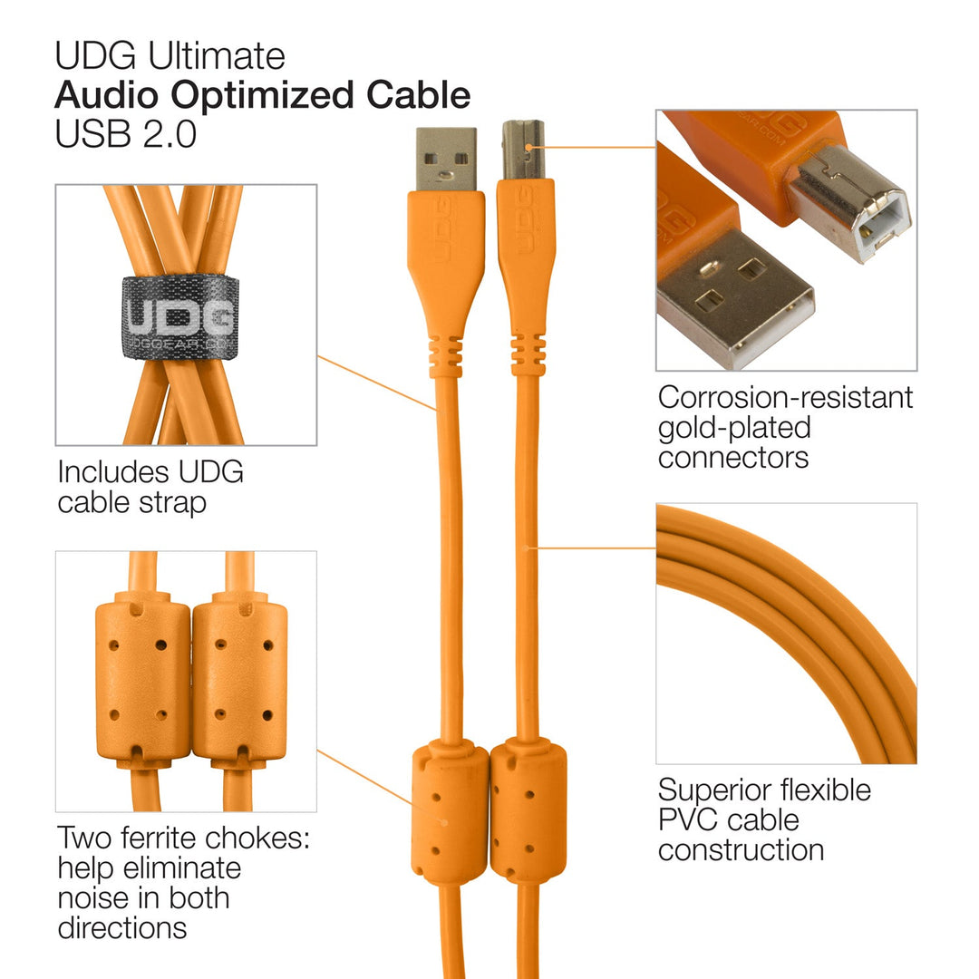 UDG Ultimate Audio-kabel USB 2.0 A-B Oransje Rett 3m