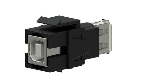 Keystone adapter usb 2.0a til usb 2.0b, Sort