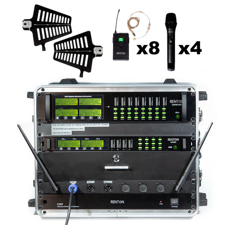 Renton Rack Trådløst Kombi System (4 Håndholdt + 8 Headset)