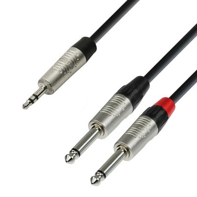 Y-delt kabel Minijack til 6,3 mm Jack (3m)