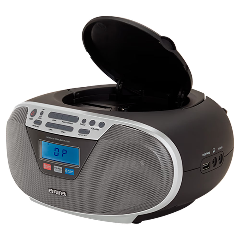 AIWA CDT-200 Boombox – CD, Bluetooth, USB og FM-radio, sølv