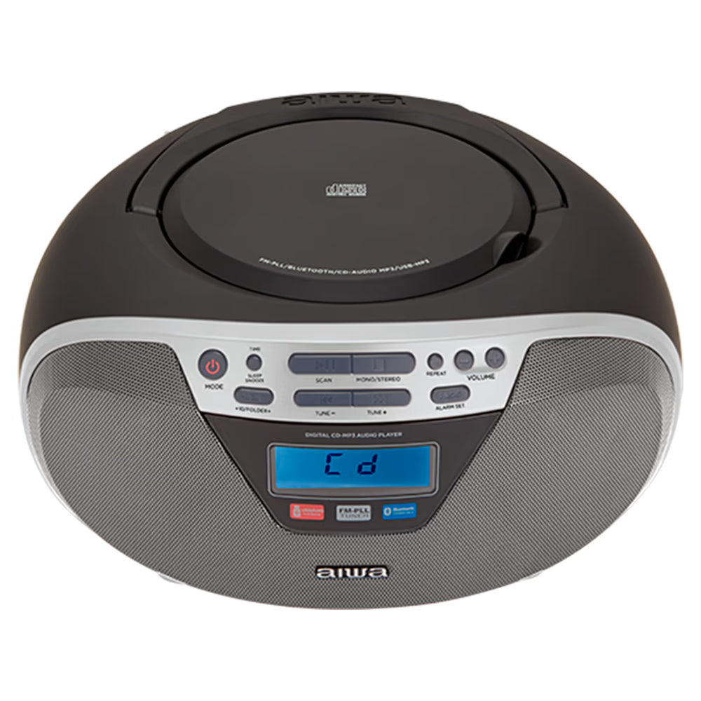 AIWA CDT-200 Boombox – CD, Bluetooth, USB og FM-radio, sølv