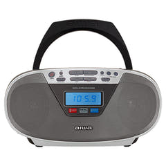 AIWA CDT-200 Boombox – CD, Bluetooth, USB og FM-radio, sølv