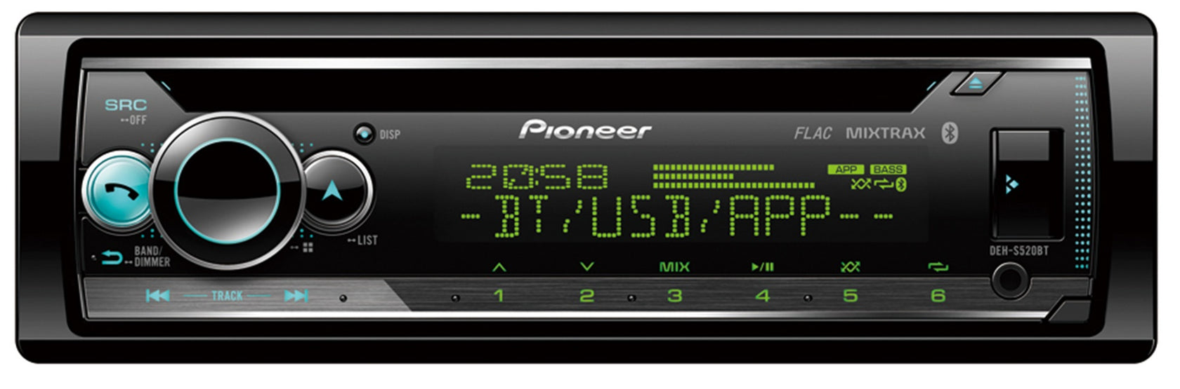 Pioneer DEH-S520BT 1-DIN bilstereo med CD, Bluetooth og Spotify