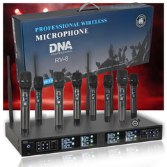 DNA RV-8 Trådløst UHF Mikrofoner Sett med 8 Håndholdte Mikrofoner
