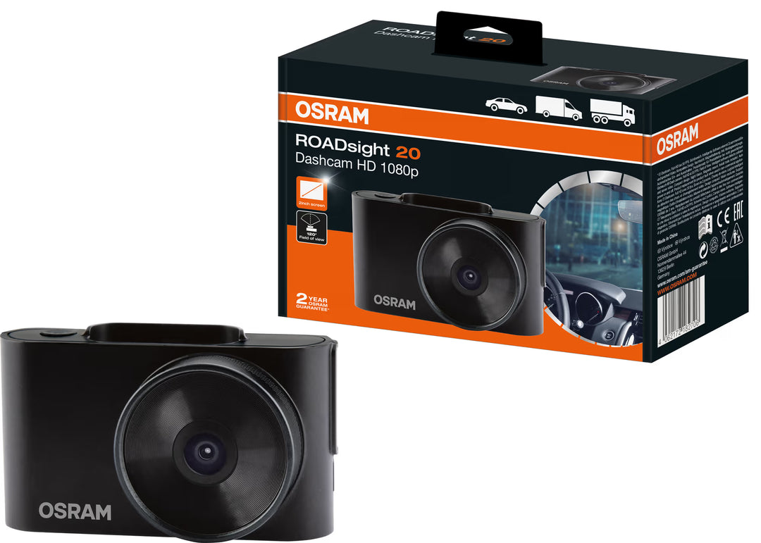 OSRAM ROADsight 20 bilkamera – Full HD 1080p dashbordkamera med 120° vidvinkel