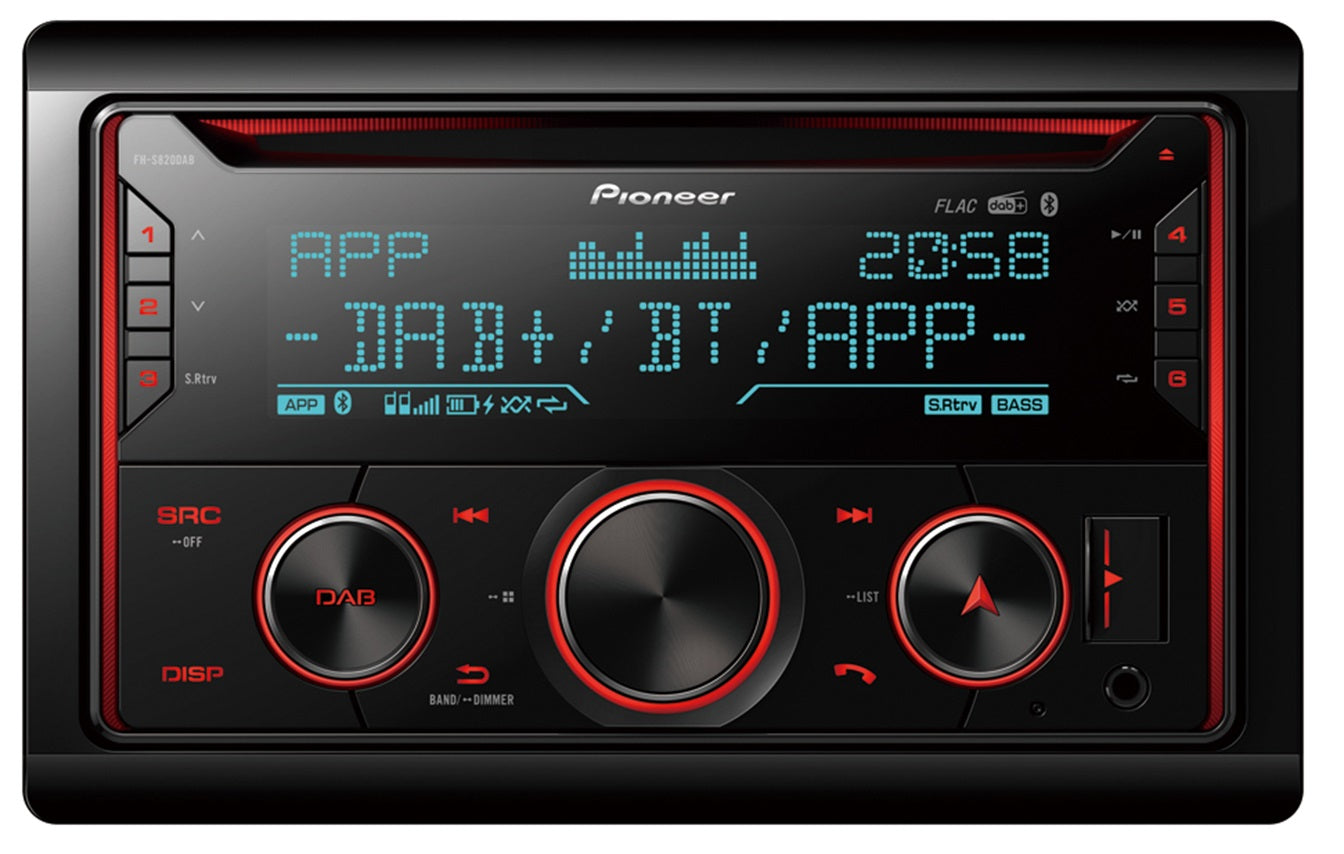 Pioneer FH-S820DAB 2-DIN bilstereo med DAB og Bluetooth