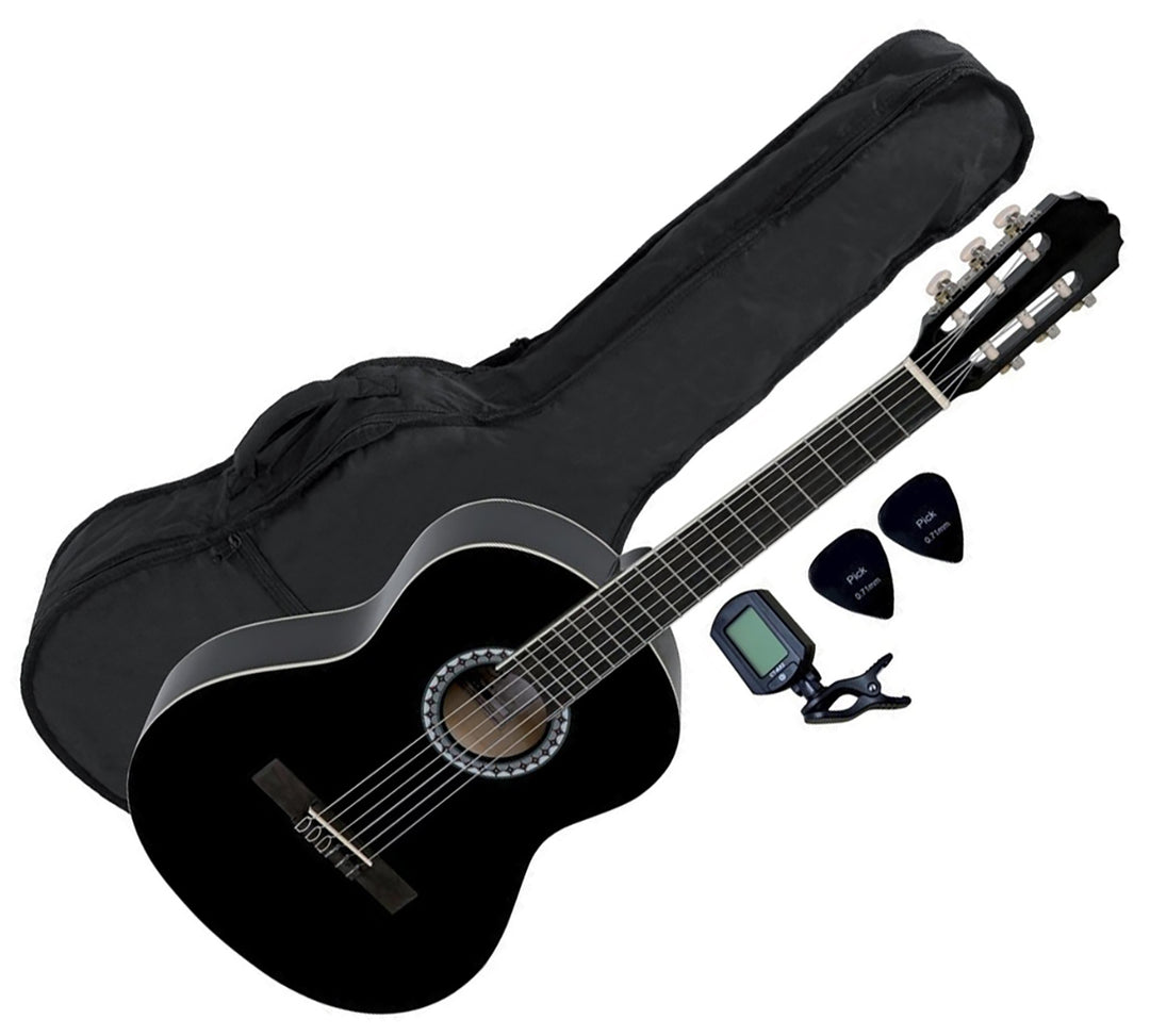 Spansk gitarpakke 4/4, sort