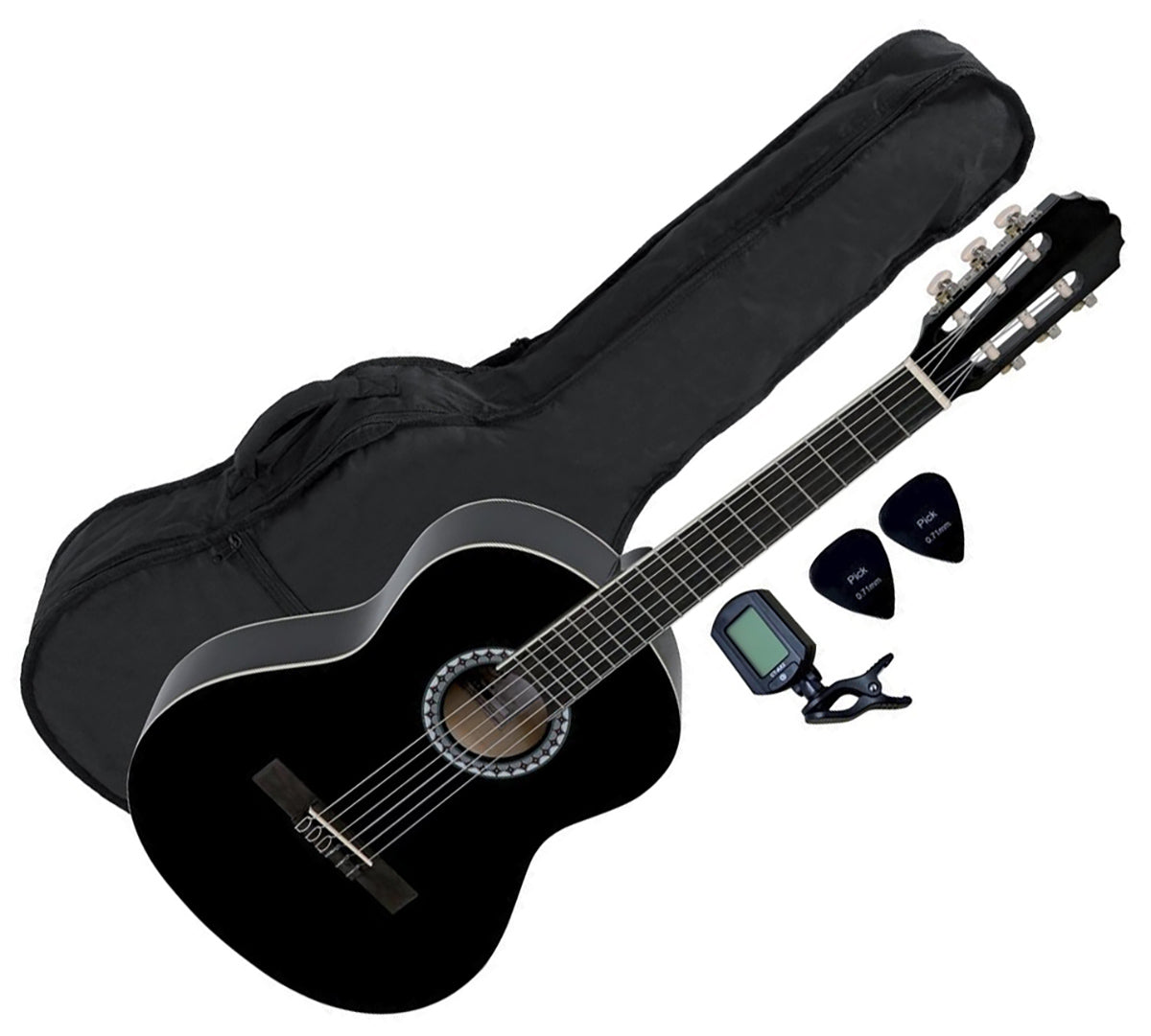 Spansk gitarpakke 4/4, sort
