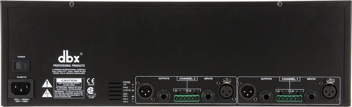 dbx iEQ31 2x 31-bånds grafisk equalizer/begrenser