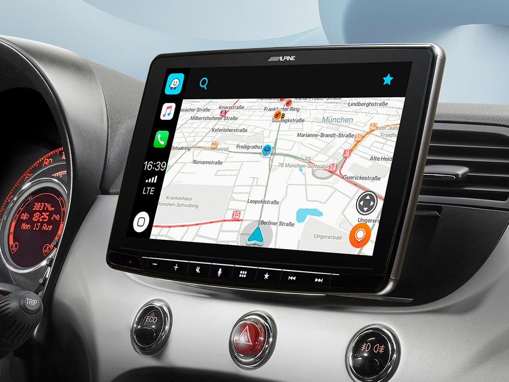 Apple Carplay , Android Auto i Fiat 500 Beige Interiør (2007-2015)