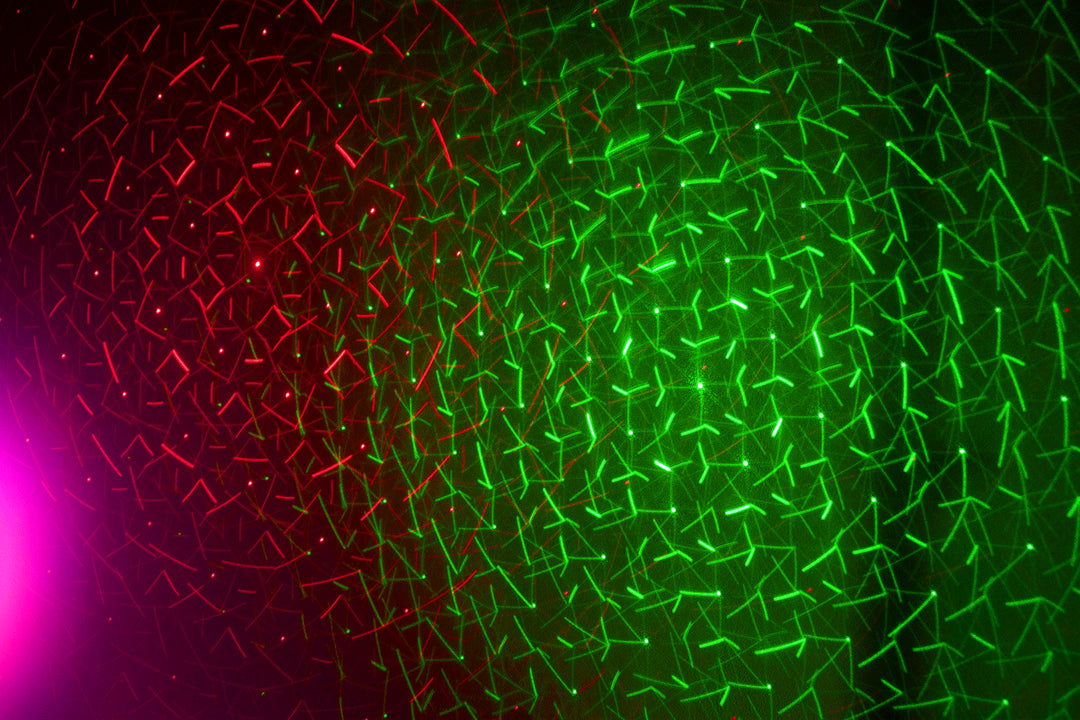 Ibiza LED-belyst måneblomst, laser og strobe