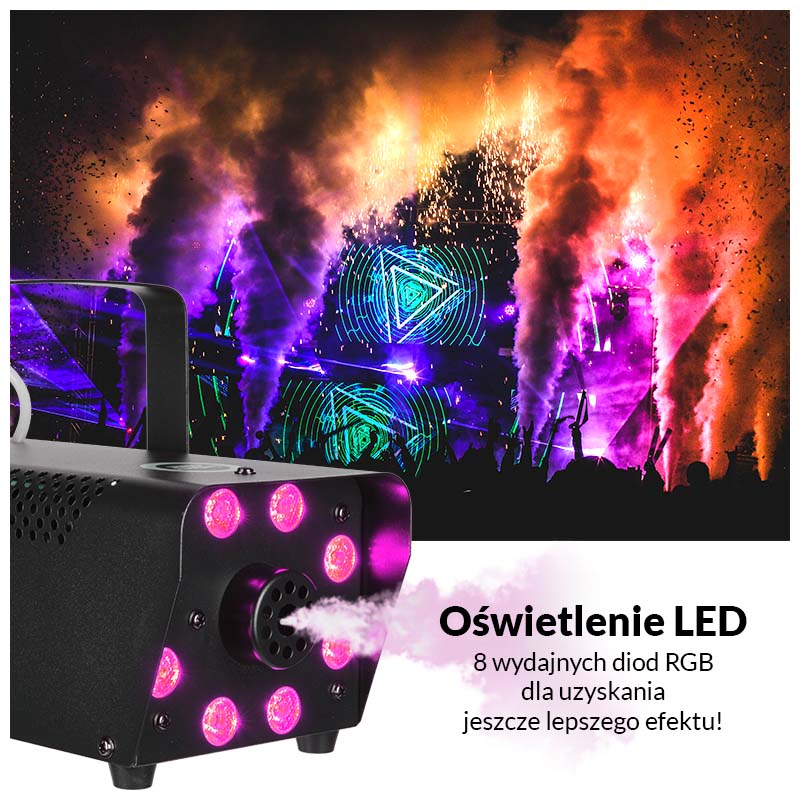 Light4Me Fog 500 LED Røgmaskin 500W med RGB LED Lys
