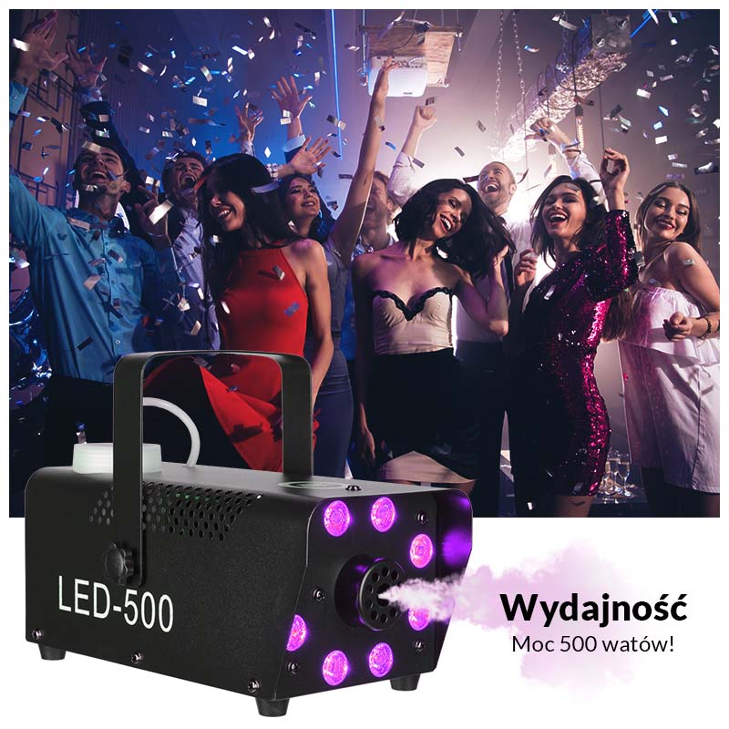 Light4Me Fog 500 LED Røgmaskin 500W med RGB LED Lys